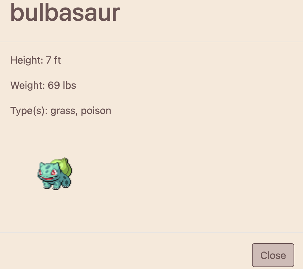 Pokedex project screenshot 2