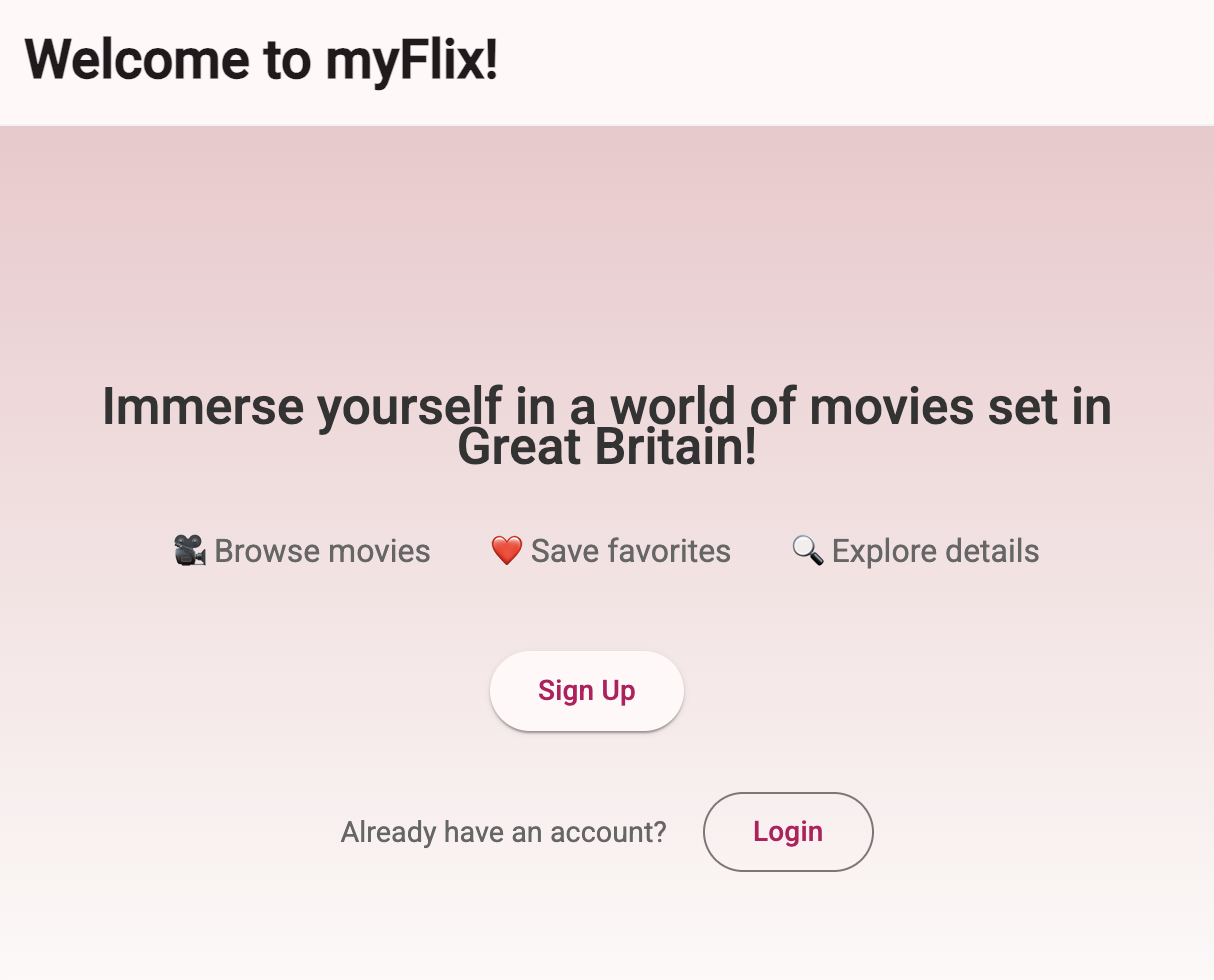 Angular MyFlix Client project screenshot 2